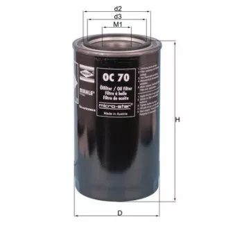 Filtre à huile KNECHT OC 70 pour CASE IH CS 63 - 63cv