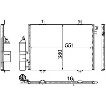 Condenseur, climatisation MAHLE AC 221 000S pour RENAULT CLIO 1.9 D - 54cv