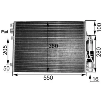 Condenseur, climatisation MAHLE AC 303 000S pour RENAULT KANGOO 1.2 16V - 75cv