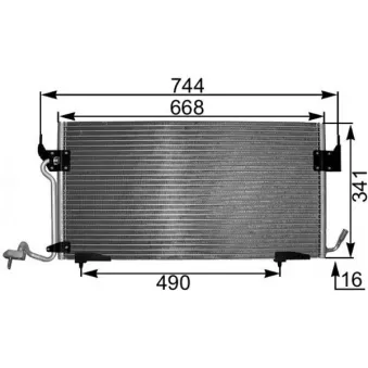 Condenseur, climatisation MAHLE AC 342 000S pour PEUGEOT PARTNER 1.6 HDI 75 - 75cv