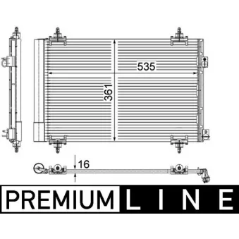 Condenseur, climatisation MAHLE AC 587 000P pour PEUGEOT 308 2.0 HDI - 163cv