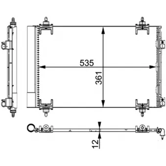 Condenseur, climatisation MAHLE AC 667 000P pour PEUGEOT 308 2.0 HDI - 136cv
