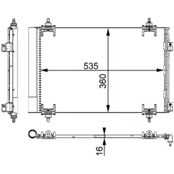 Condenseur, climatisation MAHLE AC 667 000S pour PEUGEOT PARTNER 1.6 HDi / BlueHDi 75 - 75cv