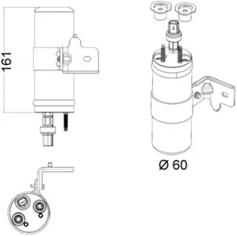 Filtre déshydratant, climatisation MAHLE AD 5 000P pour MERCEDES-BENZ ACTROS MP4 / MP5 1.6 TDCi - 95cv