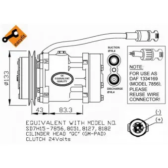 Compresseur, climatisation NRF 32114 pour DAF CF 75 FA 75,310 - 310cv