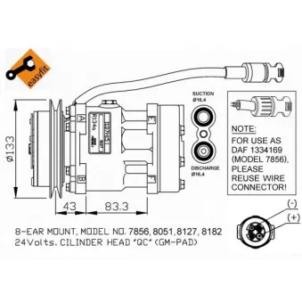 Compresseur, climatisation NRF 32114G pour DAF CF 75 FAG 75,250, FAN 75,250 - 249cv