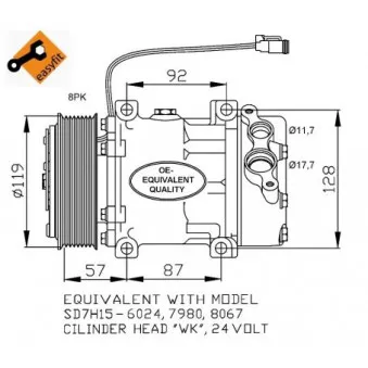 Compresseur, climatisation NRF 32120 pour SCANIA 4 - series 114 G/340 - 340cv