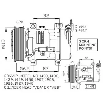 Compresseur, climatisation NRF 32227G pour CITROEN C3 1.4 BiFuel - 73cv