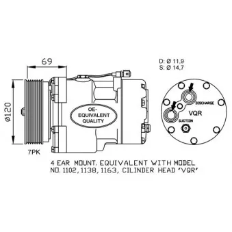 Compresseur, climatisation NRF OEM 10-0580