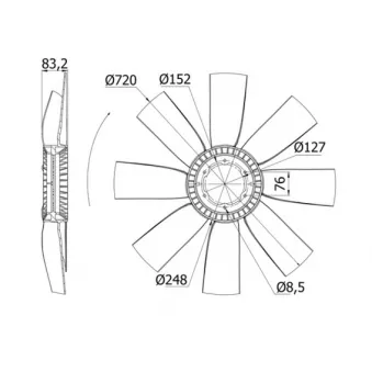 Roue du souffleur, refroidissementdu moteur MAHLE CFW 12 000S pour DAF 85 CF FAD 85 CF 430 - 428cv