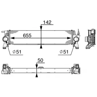 Intercooler, échangeur MAHLE CI 153 000P pour MERCEDES-BENZ MARCO POLO 160 CDI - 88cv