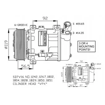 Compresseur, climatisation NRF 32270G pour CITROEN BERLINGO 1.6 HDI 92 - 92cv