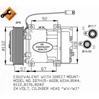 Compresseur, climatisation NRF 32412 pour VOLVO FH16 FH 16/540, FH 16/550 - 540cv