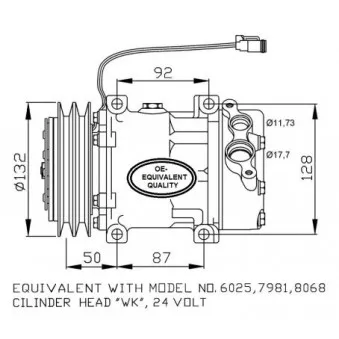 Compresseur, climatisation NRF 32704 pour SCANIA 4 - series 114 G/340 - 340cv