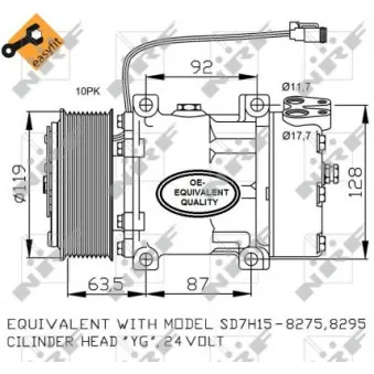 Compresseur, climatisation NRF 32705 pour SCANIA P,G,R,T - series P 340 - 340cv