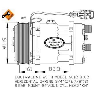 Compresseur, climatisation NRF 32707 pour MAN TGA 26,360 - 360cv