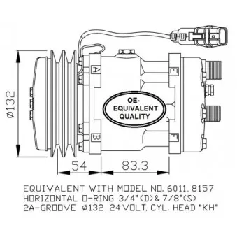 Compresseur, climatisation NRF 32708 pour MAN L2000 8,163 LK, L-KI, LRK, LR-KI, LRK-L, LK-L - 155cv