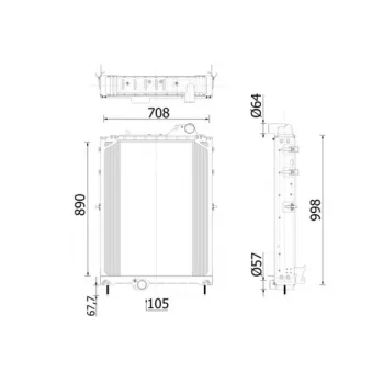 Radiateur, refroidissement du moteur MAHLE CR 2560 000P pour JOHN DEERE Series 8020 8520 - 305cv