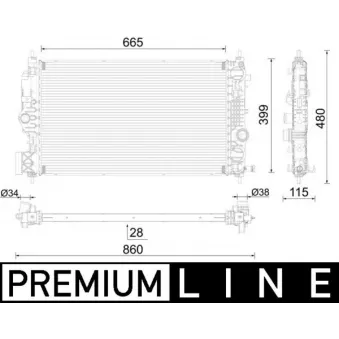 Radiateur, refroidissement du moteur MAHLE CR 2592 000P pour OPEL INSIGNIA 1.6 SIDI - 170cv