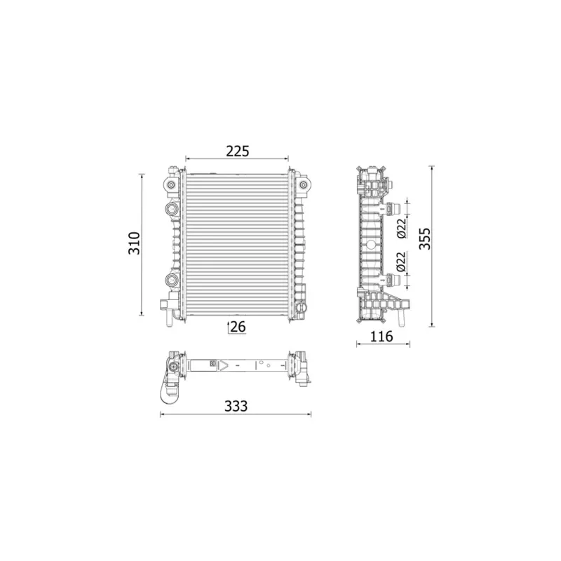 Radiateur, refroidissement du moteur MAHLE CR 2707 000P - Visuel 1