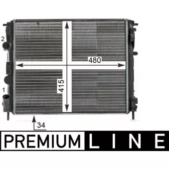 Radiateur, refroidissement du moteur MAHLE CR 35 000P pour RENAULT CLIO 1.9 DTi - 80cv
