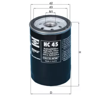 Filtre hydraulique, boîte automatique MAHLE HC 45 pour SCANIA P,G,R,T - series R 580 - 579cv