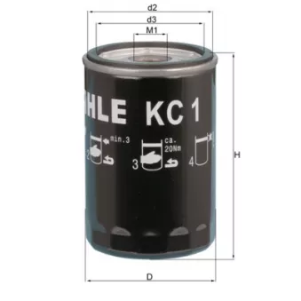 Filtre à carburant MAHLE KC 1 pour DEUTZ-FAHR AGROFARM 420, 430 - 95cv
