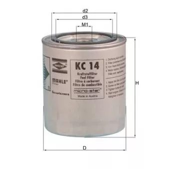 Filtre à carburant MAHLE KC 14 pour IVECO ZETA 50-10 V - 101cv