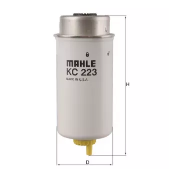 Filtre à carburant MAHLE KC 223 pour FORD TRANSIT 2.4 TDCi - 115cv