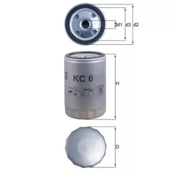 Filtre à carburant MAHLE KC 6 pour DEUTZ-FAHR D06 D7506 - 75cv