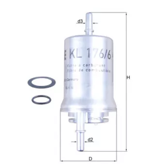Filtre à carburant MAHLE KL 176/6D pour VOLKSWAGEN GOLF 1.6 - 102cv