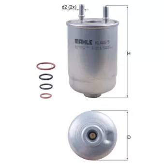 Filtre à carburant MAHLE KL 485/5D pour RENAULT LAGUNA 1.5 dCi - 110cv
