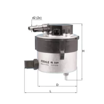 Filtre à carburant MAHLE KL 569 pour FORD FIESTA 1.6 TDCi - 90cv