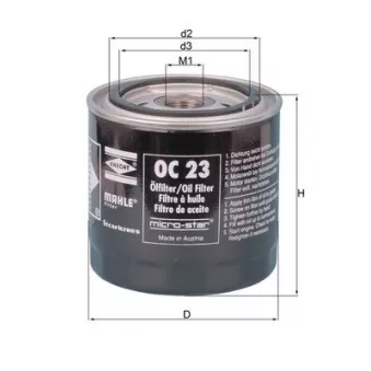 Filtre à huile MAHLE OC 23 pour FORD TRANSIT K-40 1.5 - 54cv
