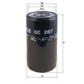 Filtre à huile MAHLE OC 267 pour IVECO M 175-24 - 239cv