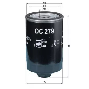 Filtre à huile MAHLE OC 279 pour VOLKSWAGEN GOLF 1.8 GTI G60 Syncro - 160cv