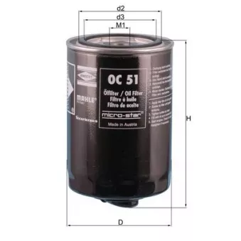 Filtre à huile MAHLE OC 51 OF pour VOLKSWAGEN GOLF 1.9 SDI - 64cv