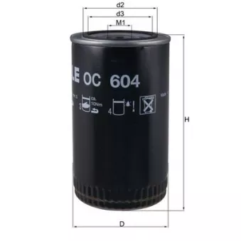 Filtre à huile MAHLE OC 604 pour DAF LF 55 FA 55,210 - 207cv