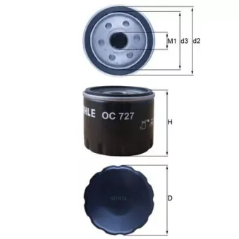 Filtre à huile MAHLE OC 727 pour RENAULT MEGANE 1.5 dCi - 110cv