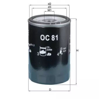 Filtre à huile MAHLE OC 81 pour FORD FOCUS 1.8 TDCi - 115cv