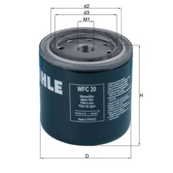 Filtre de liquide de refroidissement MAHLE WFC 20 pour SCANIA 3 - series 143 H/470 - 471cv