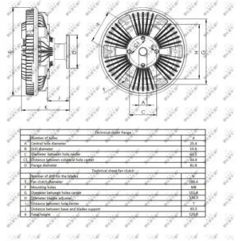 Embrayage, ventilateur de radiateur NRF 49415 pour JOHN DEERE Series 6020 6620 - 125cv