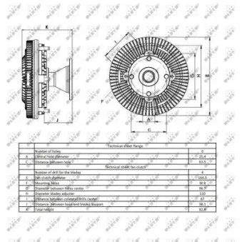 Embrayage, ventilateur de radiateur NRF 49418 pour JOHN DEERE Series 6000 6900 - 130cv