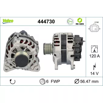 Alternateur VALEO 444730 pour RENAULT KANGOO 1.5 dCi 80 - 80cv