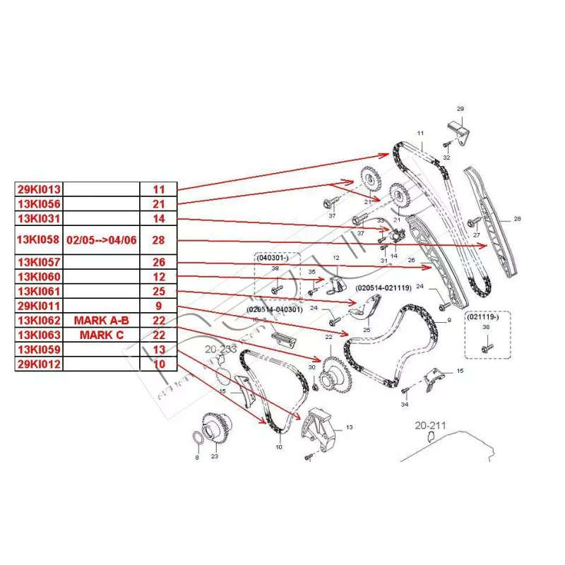 Roue dentée, arbre à came RED-LINE 13KI056 - Visuel 2