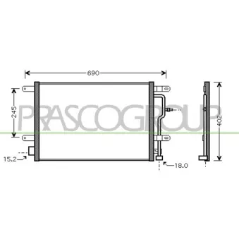 Condenseur, climatisation PRASCO AD020C003 pour AUDI A4 2.0 FSI - 150cv