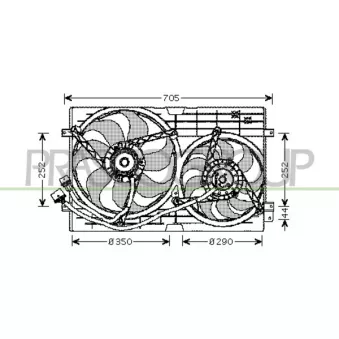 Ventilateur, refroidissement du moteur PRASCO AD200F002 pour VOLKSWAGEN GOLF 1.9 TDI - 101cv