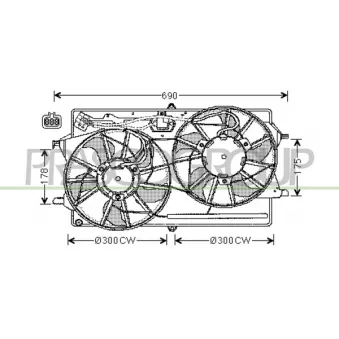 Ventilateur, refroidissement du moteur PRASCO FD420F007 pour FORD FOCUS 1.6 16V Flexifuel - 102cv