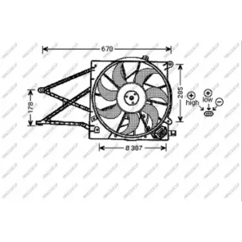 Ventilateur, refroidissement du moteur PRASCO OP017F003 pour OPEL ASTRA 1.6 - 101cv