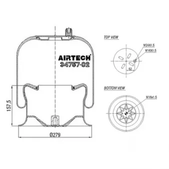 Ressort pneumatique, suspension pneumatique C.E.I. 262.561 pour MERCEDES-BENZ ACTROS MP2 / MP3 4841 K - 408cv